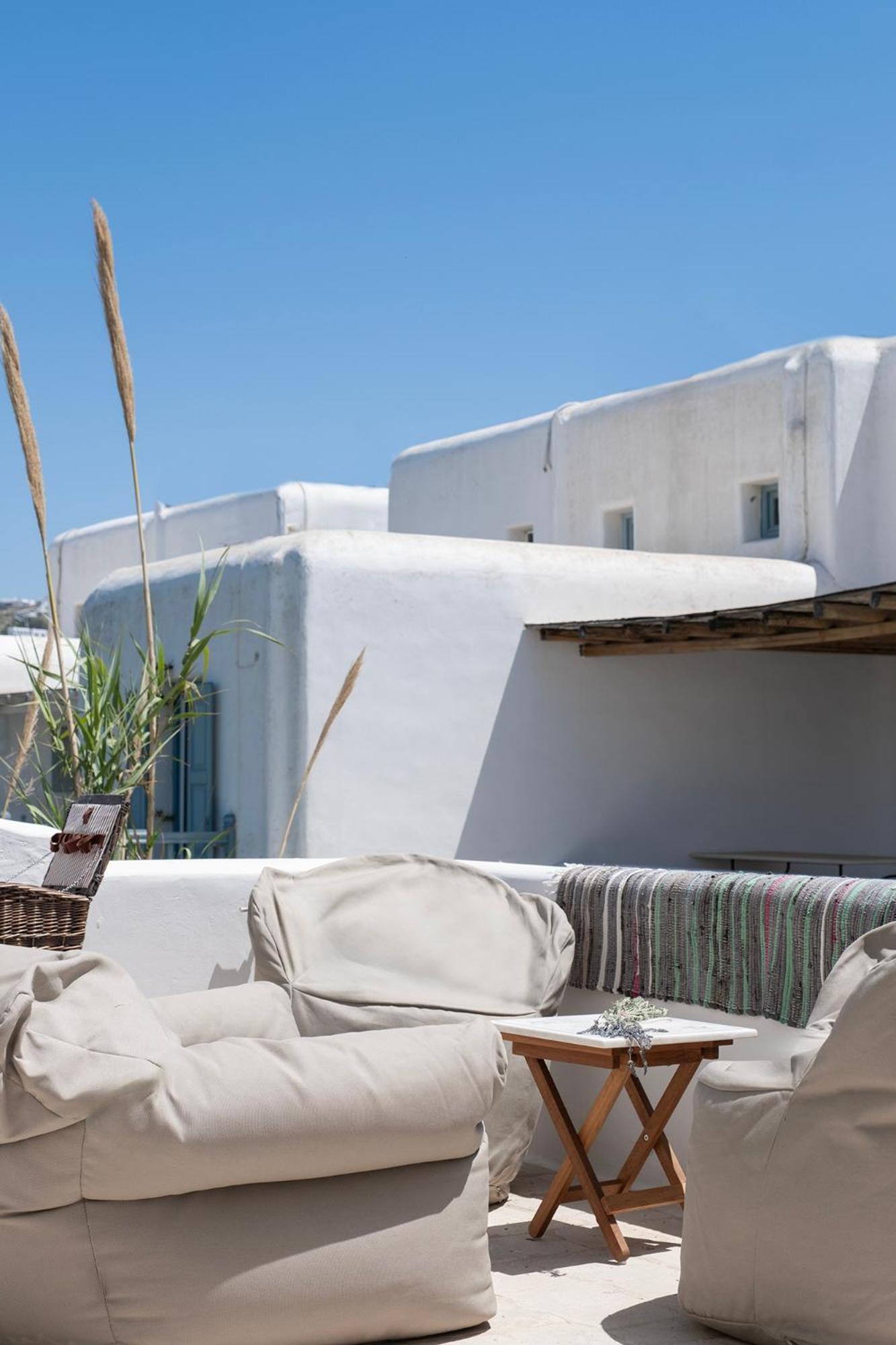 Mykonian Style W Shared Pool Houses & Nighttime Security Guard Ornos  Bagian luar foto